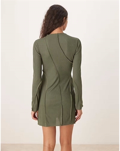 Асимметричное мини-платье в рубчик от зеленого цвета Asos design