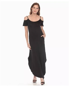 Женское макси-платье с открытыми плечами, розовый White mark