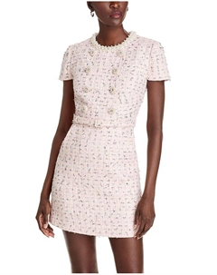 Мини-платье из букле с декоративными элементами, розовый Self-portrait