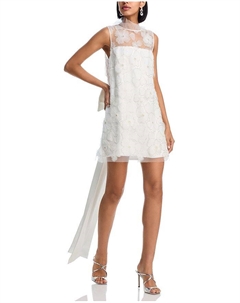 Мини-платье из тюля с бисером, белый Self-portrait