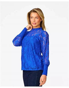 Женский топ с цветочным кружевом и круглым вырезом, синий Cable & gauge