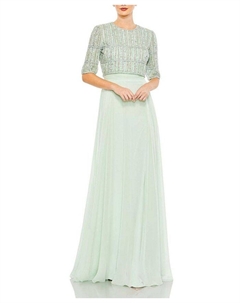 Шифоновое платье с полностью расшитым бисером верхом, зеленый Mac duggal