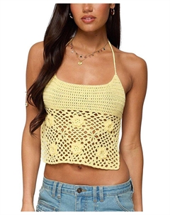 Майка-топ Miel с ажурной вязкой и открытой спиной, желтый Edikted
