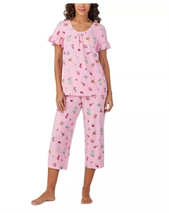 Женский короткий комплект пижамы с короткими рукавами, белый Cuddl duds