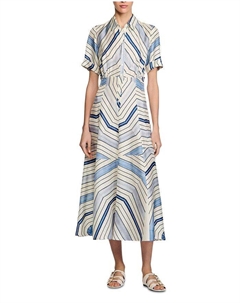 Платье миди из шелка с мотивом "спираль", синий Sandro