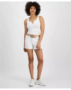 Юношеские шорты с поясом, рваные и с манжетами, белый Dollhouse