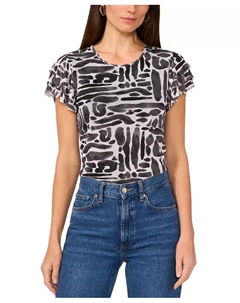 Женский топ с принтом и рукавами-крылышками, черный Vince camuto