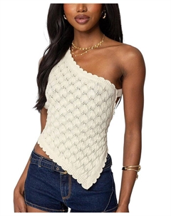 Асимметричный вязаный топ Codi с открытой спиной, слоновая кость/кремовый Edikted
