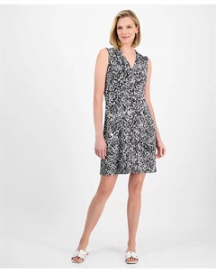 Женское платье без рукавов с V-образным вырезом и принтом, черный Jm collection