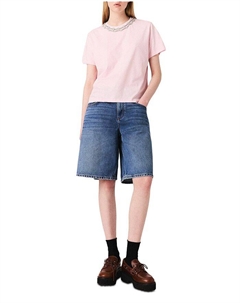 Футболка с коротким рукавом и круглым вырезом, розовый Maje