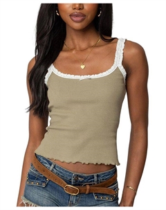 Тиган майка с рубчиками, зеленый Edikted