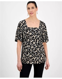 Топ с цветочным принтом и расклешенными рукавами Petite, мультиколор Jm collection