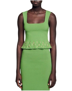 Топ с квадратным вырезом и кокеткой, зеленый Sandro