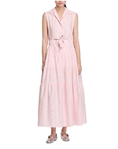 Азазель Блестящий макси-сарафан с рукавами, розовый Sandro