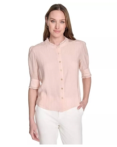 Женская рубашка на пуговицах с полосками из люрекса, розовый Tommy hilfiger