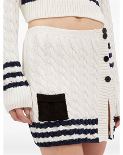 Полосатая юбка мини фактурной вязки, белый Msgm