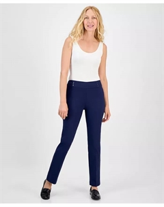 Женские брюки на резинке с шипами и заклепками, обычная и укороченная длина, синий Jm collection