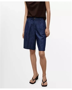Женские шорты-бермуды из денима, промытого и выстиранного, синий Mango
