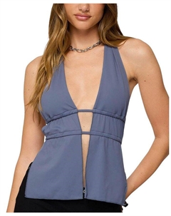 Николь топ-халтер с разрезом спереди и открытой спиной, синий Edikted