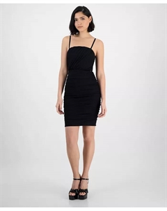 Женское мини-платье Cinthia с присборенным вырезом и прямым горлом, черный Guess
