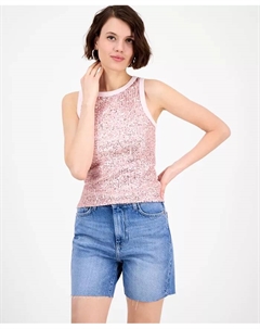Женский топ Alexia без рукавов с пайетками из хлопка, розовый Guess