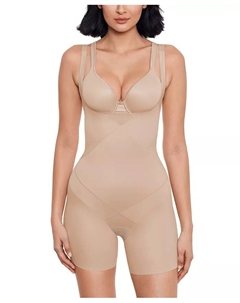 Женский утягивающий корсет с высокой степенью поддержки "Tummy Tuck Extra Firm" с возможностью ношения своего бюстгальтера, до середины бедра, модель 2412, коричневый/бежевый Miraclesuit