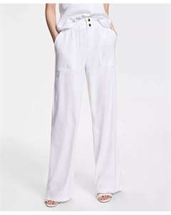Женские льняные брюки с поясом-"мешочек", белый I.n.c. international concepts