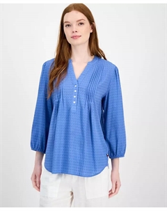 Женская туника из хлопка с пике и защипами, синий Tommy hilfiger