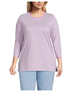 Туника из хлопка Supima с рукавом 3/4, plus size, фиолетовый Lands' end
