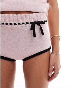 Вязаные шорты с бантом светло-розового цвета Mango