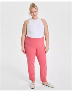 Плюс и Пети Плюс Брюки с контролем живота на резинке и зауженными штанинами, красный Jm collection