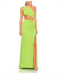 Платье с асимметричным плечом и драпировкой на спине, зеленый Mac duggal