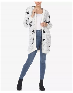 Женское пальто из шерпы с капюшоном и открытым передом, мультиколор White mark