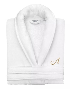 Турецкий персонализированный унисекс халат Anovia из велюра и хлопка, белый Linum home