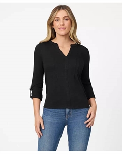 Женская блузка с защипами и плиссировкой Henley, черный Cable & gauge