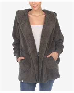 Женская утепленная куртка с капюшоном и карманами, зеленый White mark