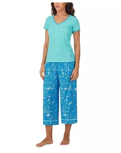 Женский укороченный комплект пижамы с принтом, синий Cuddl duds