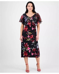 Миниатюрное миди-платье с накидкой и принтом, красный Connected