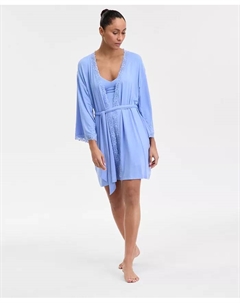 Женский вязаный халат с кружевной отделкой, синий I.n.c. international concepts