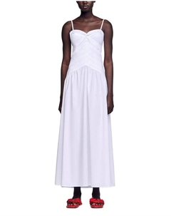 Платье макси с драпированным лифом - эксклюзив, белый Sandro