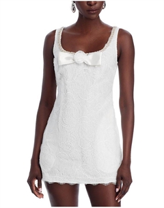 Белое мини-платье из тюля с кружевом, белый Self-portrait