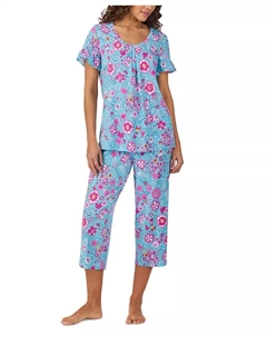 Женский короткий комплект пижамы с короткими рукавами, синий Cuddl duds