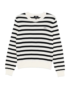 Полосатый свитер с круглым вырезом APC Josepha, белый A.p.c.