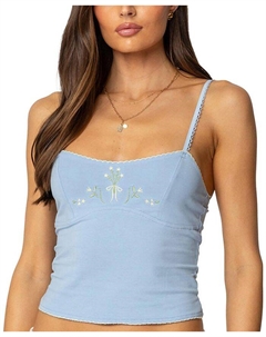 Топ-майка с вышивкой в стиле прерий, синий Edikted