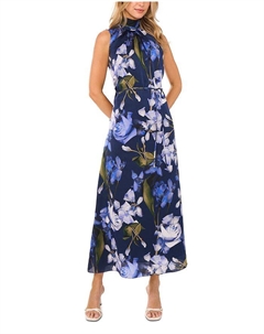 Печатное платье макси без рукавов с бантом, синий Ted baker london