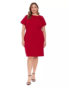 Платье-футляр с бантом на шее Plus Size, красный London times