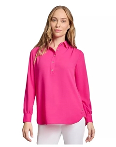 Туника с длинным рукавом, боковой застежкой на пуговицы и неровным подолом Popover, розовый Jones new york