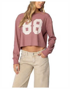 88 Waffle Длинный Рукав Футболка, фиолетовый Edikted