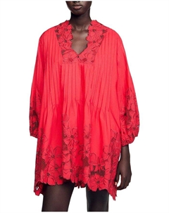 Цветастое мини-платье с волнистым краем, красный Sandro