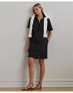 Джинсовое хлопковое платье-рубашка, черный Lauren ralph lauren